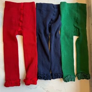 Bundle 3 Ruffle Butts ruffle leggings blue green red GUC girls 12-24 months